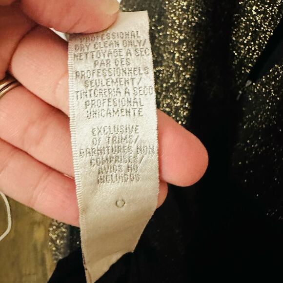 Theia Gold & Black Midnight Lace Crewneck Lace See Through Sheath Dress Size 6 - Picture 12 of 16